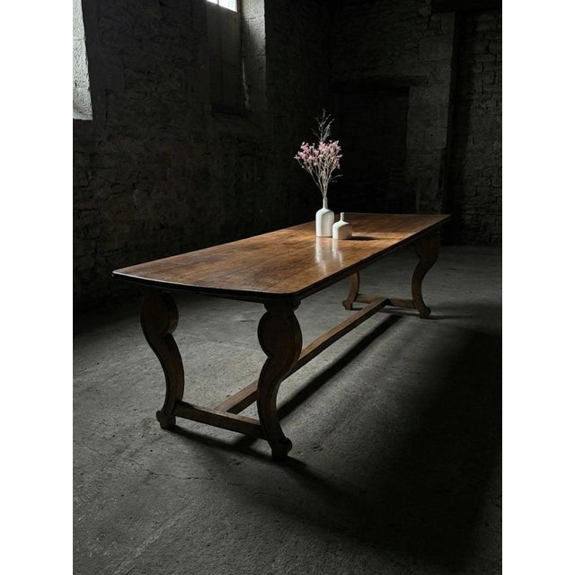 Antique French Monastery Dining Table in Nutwood, 1800s For Sale - Image 5 of 8