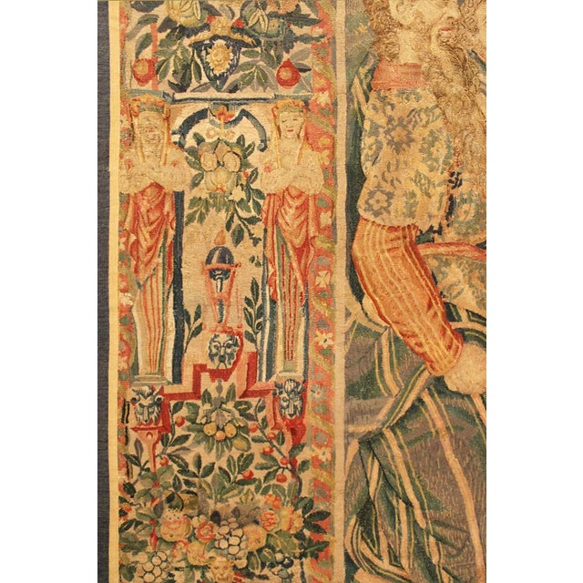 Traditional Late 16th Century Brussels Mythological Tapestry Panel, Women & Flower, Vertical For Sale - Image 3 of 6