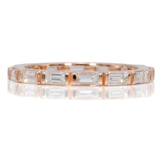 1.13Ct Lab Grown Diamond Eternity Band, Stackable Wedding Ring: Solid 14k Gold, Size 6.75 For Sale