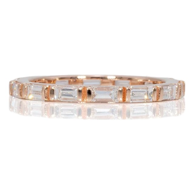 1.13Ct Lab Grown Diamond Eternity Band, Stackable Wedding Ring: Solid 14k Gold, Size 6.75 For Sale