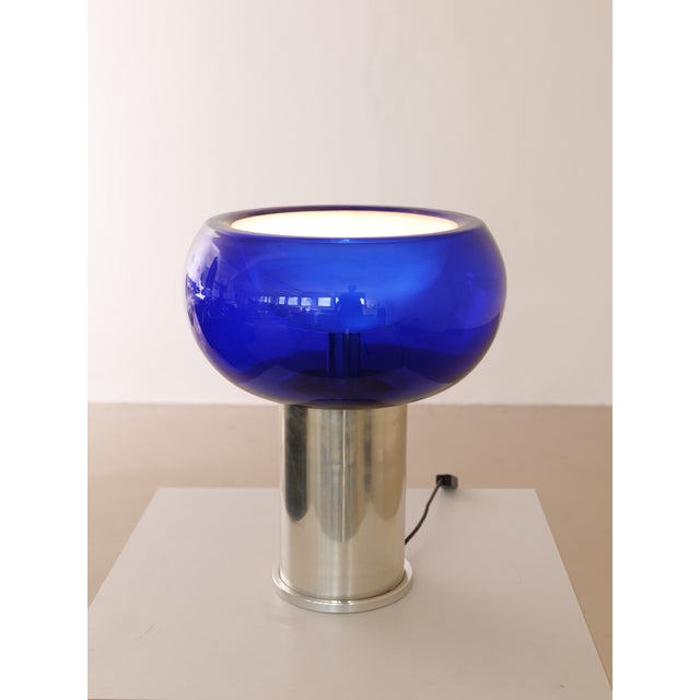 Space Age Cobalt Blue Glass Lamp from Doria Leuchten, 1970s For Sale - Image 3 of 10