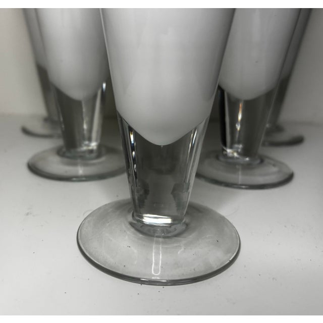 Mid 20th Century Mid 20th Century Modern White Cased Art Glass Highball Glasses With Black Rims - Set of 6 For Sale - Image 5 of 6