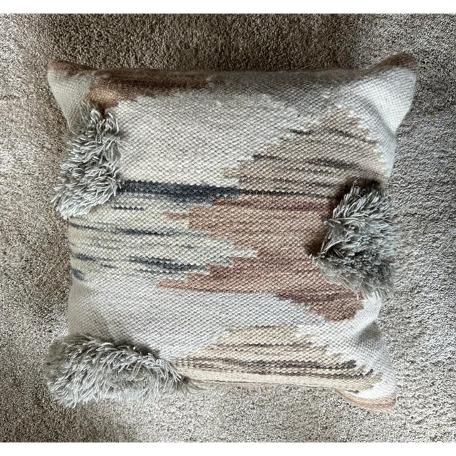 2020s Contemporary Light Blue and Brown Fringe Pillows For Sale - Image 5 of 8