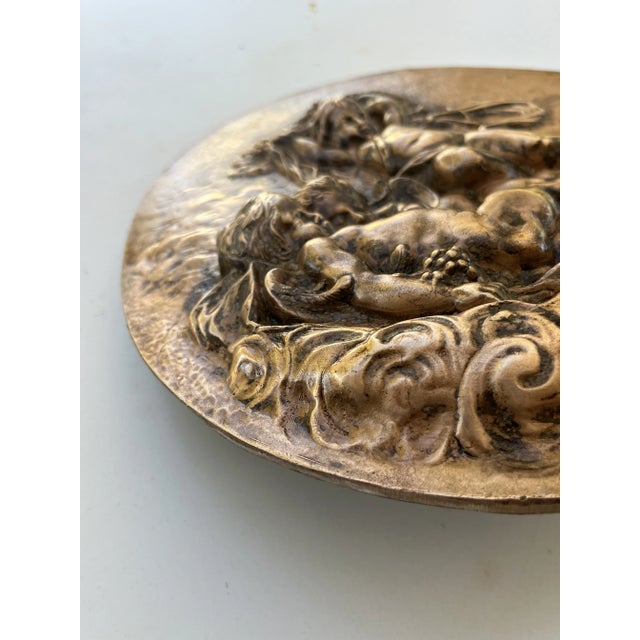 French 19th Century Heavy Bronze Relief Plaque of 3 Cherubs This beautiful 19th century French bronze is a heavy oval...