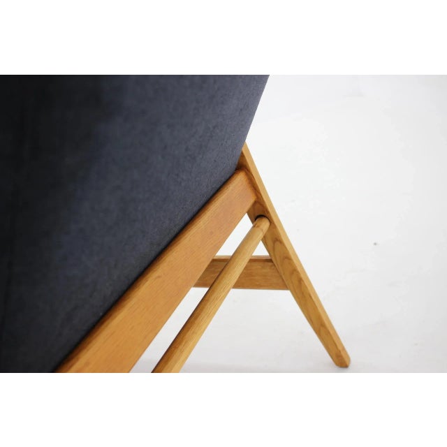 Czechoslovakian Oak Reclining Wing Chair, 1960s For Sale - Image 14 of 15