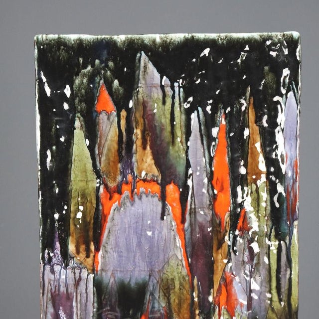 Enamel Decorated Ceramic Vase by Elio Schiavon For Sale - Image 3 of 12