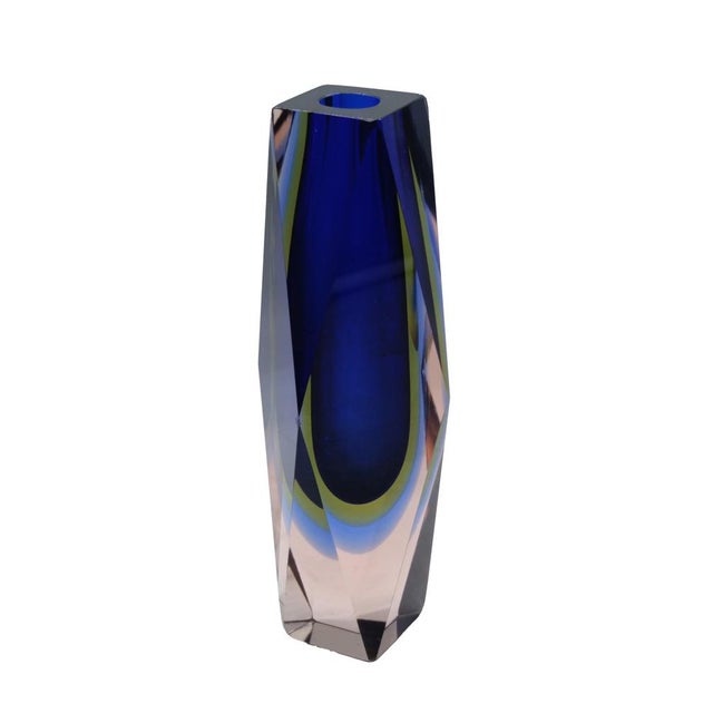 Glass Faceted Sommerso Murano Glass Vase by Flavio Poli for Mandruzzato, Italy, 1960 For Sale - Image 7 of 8