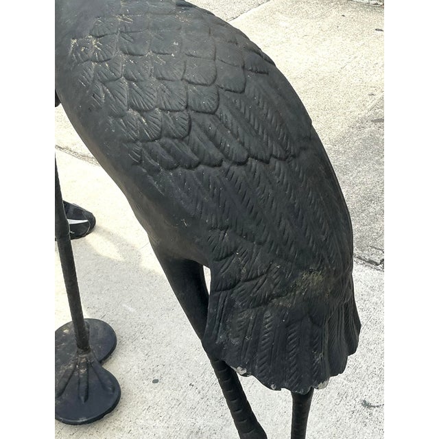 Vintage Cast Aluminum Standing Cranes - Set of 2 For Sale - Image 4 of 12