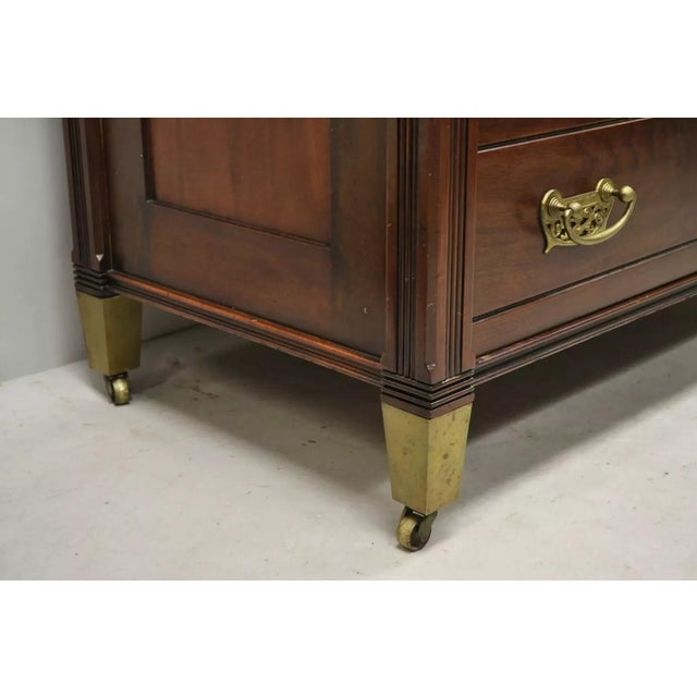 Antique Herts Brothers Edwardian Bronze & Satinwood Inlay Mahogany Chest Dresser For Sale - Image 9 of 12
