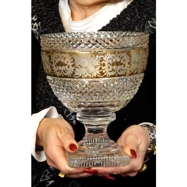 Glass Vintage Crystal Cup Vase by Val Saint Lambert Factory, 1940s For Sale - Image 7 of 18