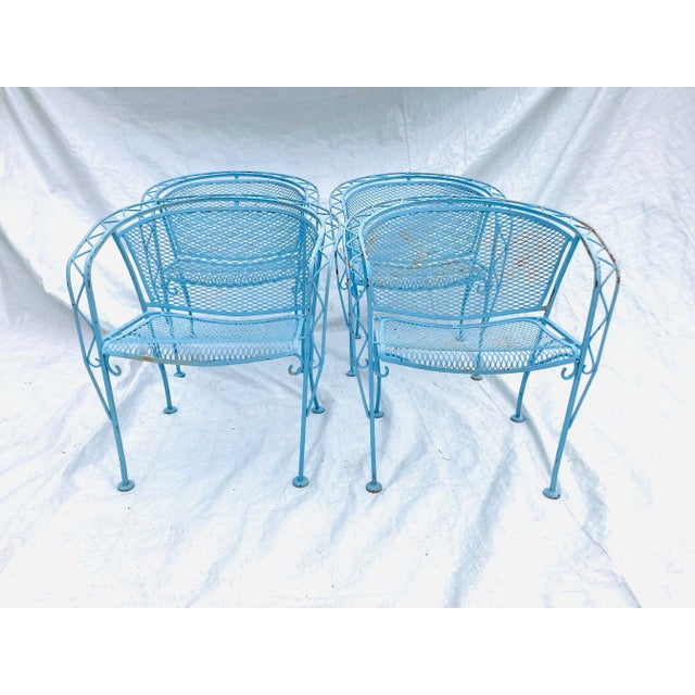 1940s Mid-Century Salterini Woodard Wrought Iron Patio Chairs - Set of 4 For Sale - Image 10 of 10