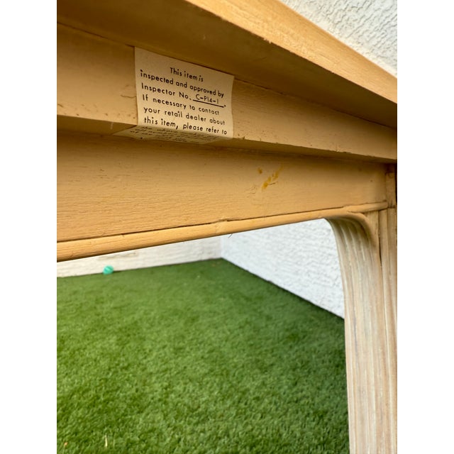 Wood Pair of Vintage 1980s Rattan & Glass Waterfall End Tables – Mid Century Coastal Palm Beach Regency Tables For Sale - Image 7 of 10