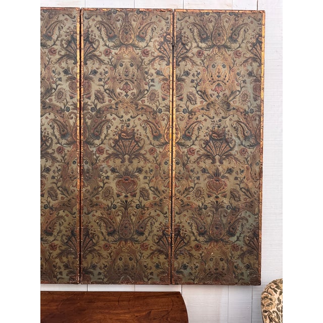 19th Century Embossed Leather Four-Panel Screen For Sale - Image 9 of 10