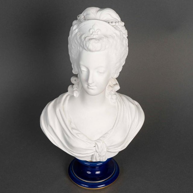 Bust of Marie Antoinette in Sèvres biscuit porcelain, early 20th century. Early 20th-century sculpture depicting Marie...