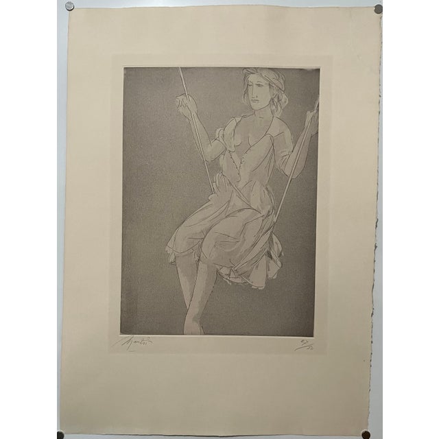 Modern Giacomo Manzú, Italian Monochrome Woman on Swing Giacomo Manzù, c. 20th century For Sale - Image 3 of 6