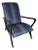 Blue With Silver Detail Chair With Matching Ottoman For Sale