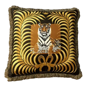 Hermes Tigre Royal Vintage Silk Scarf Pillow 28”