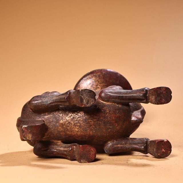 Metal Late 19th Century Bronze Boshan Censer With Mythical Beasts, 2200g, Archaic Incense Burner For Sale - Image 7 of 10