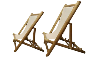 Large Bamboo Deck Chairs with Coffee Table, 1960s, Set of 3