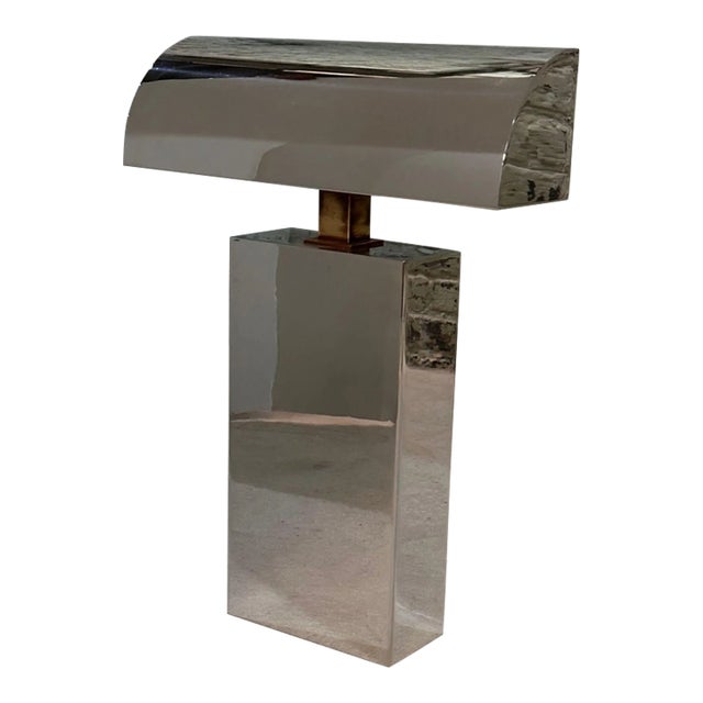 Sculptural Karl Springer Polished Chrome Desk Lamp, 1980 For Sale