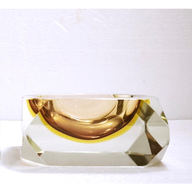 Glass Vintage Murano Sommerso Glass Ashtray by Bucella Cristalli, 1960s For Sale - Image 7 of 18