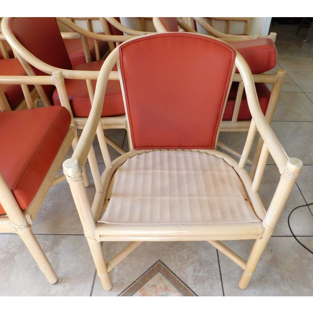 Set of 9 McGuire Rattan & Cane Club Chairs For Sale - Image 14 of 16