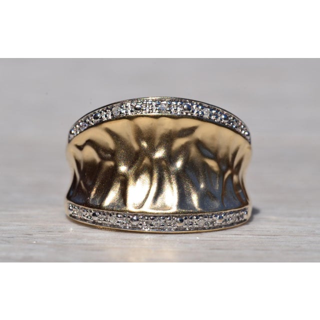 Contemporary The Hatch: Textured Yellow Gold and Diamond Ring For Sale - Image 3 of 10