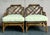 Wood Vintage Coastal Chinese Chippendale Rattan Lounge Chairs in Quadrille “Vestivo” - A Pair For Sale - Image 7 of 12