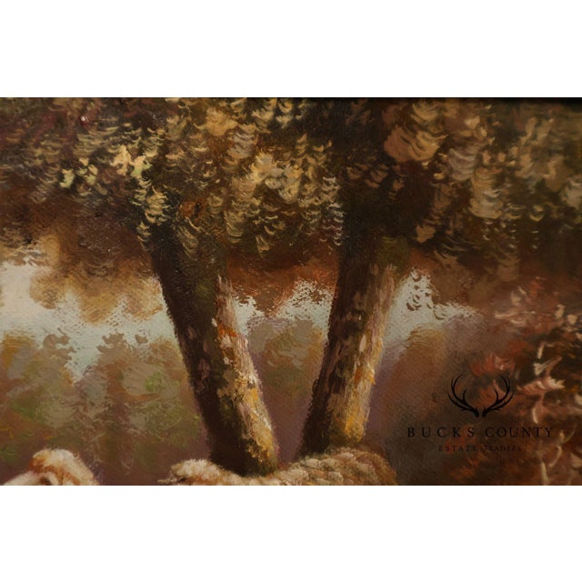 Continental Style Pair of Pastoral Landscape Paintings With Sheep For Sale - Image 16 of 18