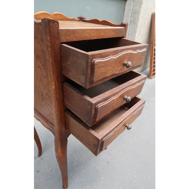 French French Antique Oak Nightstand For Sale - Image 3 of 9