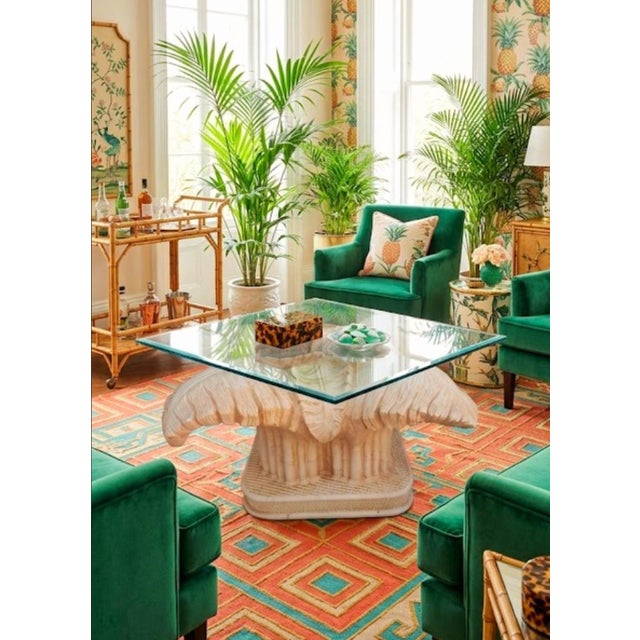 Bring a touch of coastal luxury and high-end resort style to your space with this stunning vintage plaster coffee table...