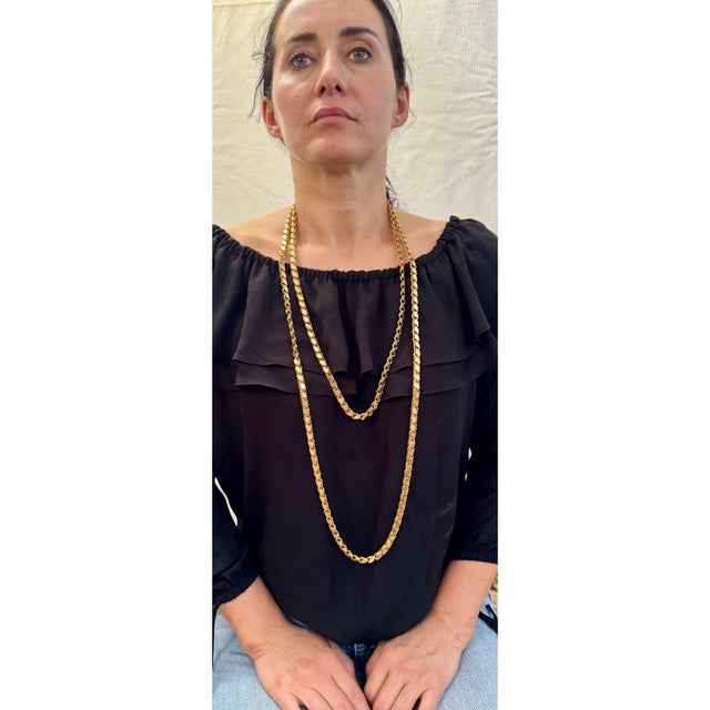 18 Karat Yellow Gold Handmade Chain 76 Inch Unique Opera Length For Sale - Image 11 of 15