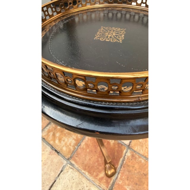 Vintage Maitland-Smith Trefold Tooled Leather & Brass Side Table For Sale - Image 12 of 16