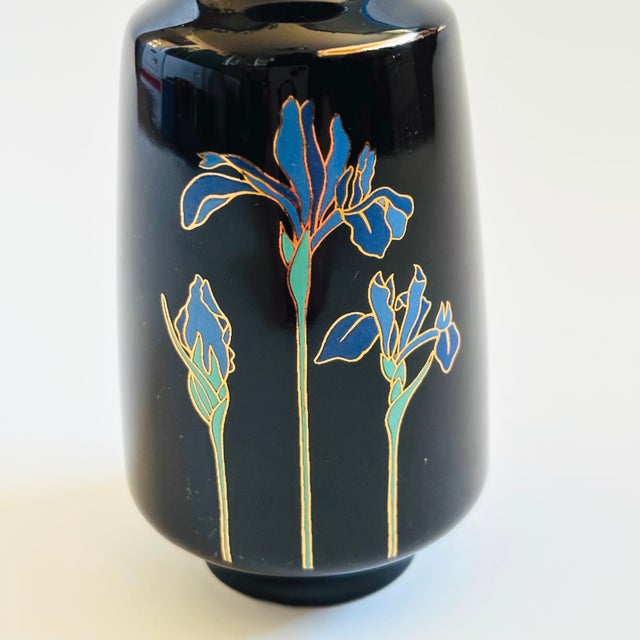 1980s Black Iris Bud Vase by Otagiri For Sale - Image 5 of 9