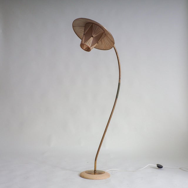 Vintage Floor Lamp with Pleated Shade, 1950s For Sale - Image 4 of 17