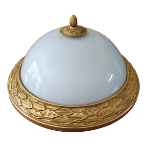Vintage French Baccarat Style Bronze Ceiling Dome Light