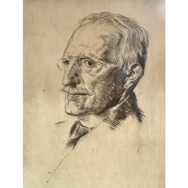 Realism 1940s Walter Tittle Signed Portrait Print Framed For Sale - Image 3 of 7