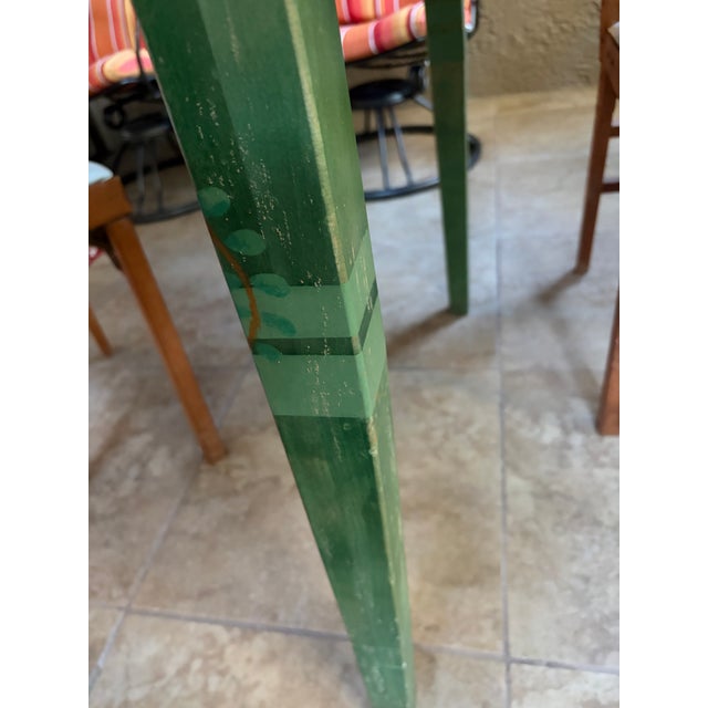Vintage Mid-Century Leg-O-Matic Folding Game Table & 3 Cane Back Chairs Set (Mcm / Coastal Chess & Checkers) For Sale - Image 16 of 18