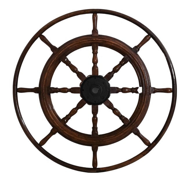 1900s French Wooden Ship Steering Wheel For Sale