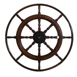 1900s French Wooden Ship Steering Wheel