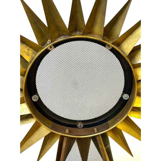 Diminutive Jacques Adnet, Attributed -Sunburst Fire Screen, France, C 1950 For Sale - Image 9 of 12