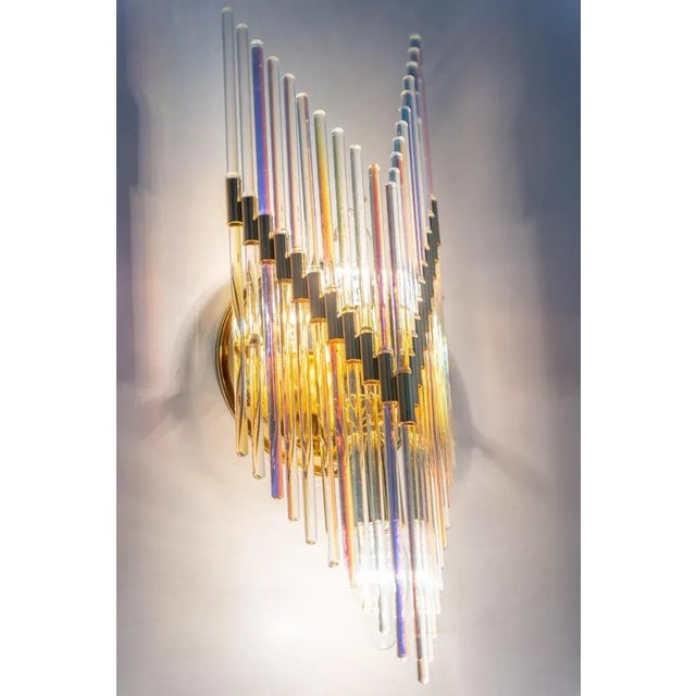 Crystal Glass Rods Wall Sconces, Germany, 1970s, Set of 2 For Sale - Image 9 of 13