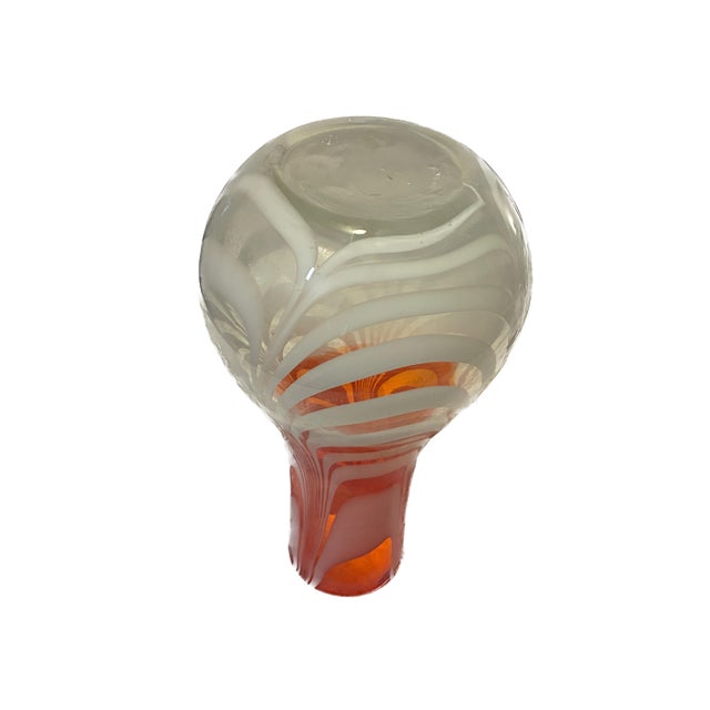 Vintage Hand-Blown Pulled-Feather Studio Art Glass Vase (14") For Sale - Image 4 of 8