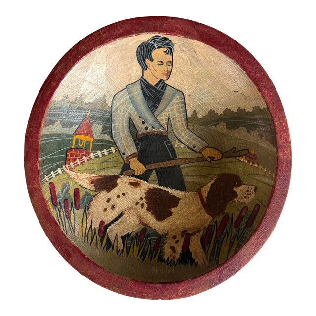 Vintage Hand Painted Decorative Munising Wood Bowl For Sale