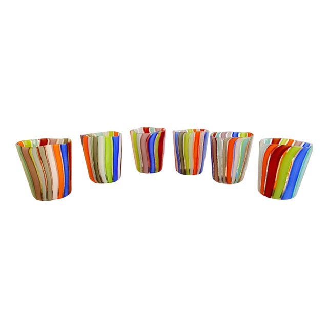 Multicolored Murano Style Glasses by Simoeng, Set of 6 For Sale