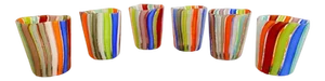 Multicolored Murano Style Glasses by Simoeng, Set of 6