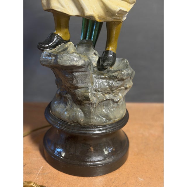 Early 20th Century Early 20th Century German Ceramic Woman and Child Accent Lamp For Sale - Image 5 of 8