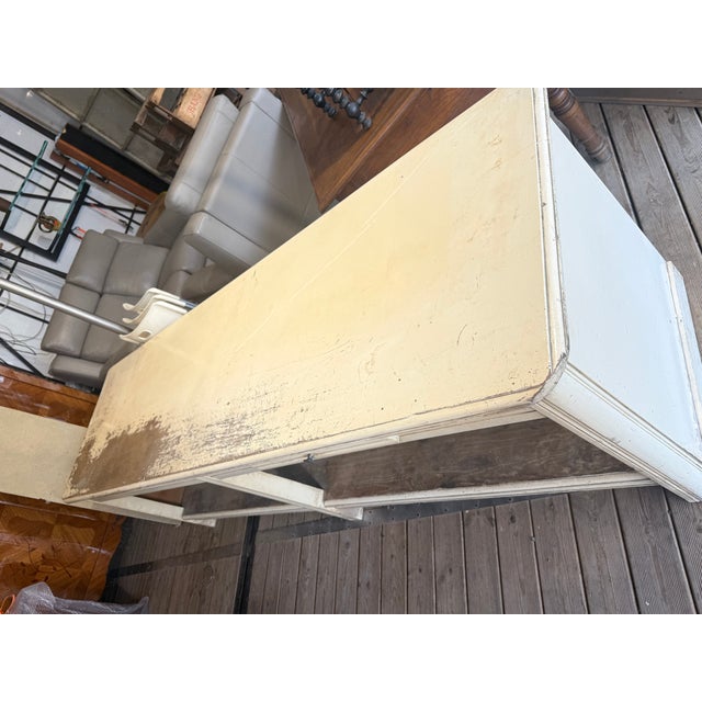 Wood Vintage Shop Counter in White Wood, 1930s For Sale - Image 7 of 8