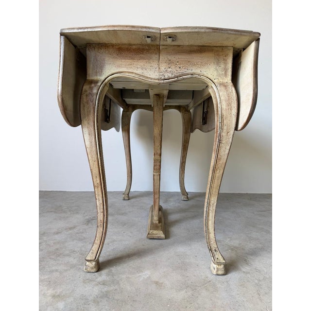 1970s Vintage French Country Rococo-Style Drop-Leaf Dining Set – 5 Pieces For Sale - Image 5 of 16