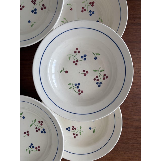 Ceramic Vintage Red and Blue Odile Soup Plates from KG Lunéville, 1950s, Set of 8 For Sale - Image 7 of 8